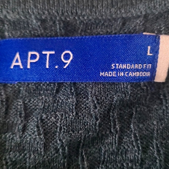 APT 9 Men's Textured Knit Sweater Polo Large Teal Blue Wool Blend Retro Everyday - Picture 5 of 15